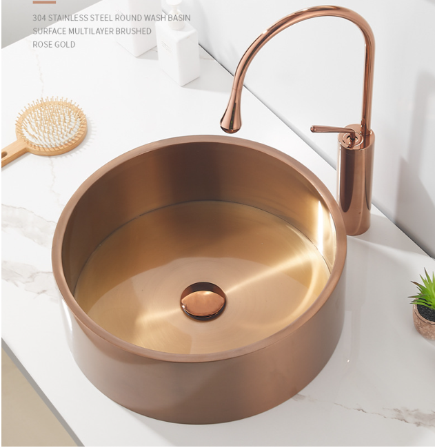 Nablatowa umywalka okrągła ROUND 37 z miedzią