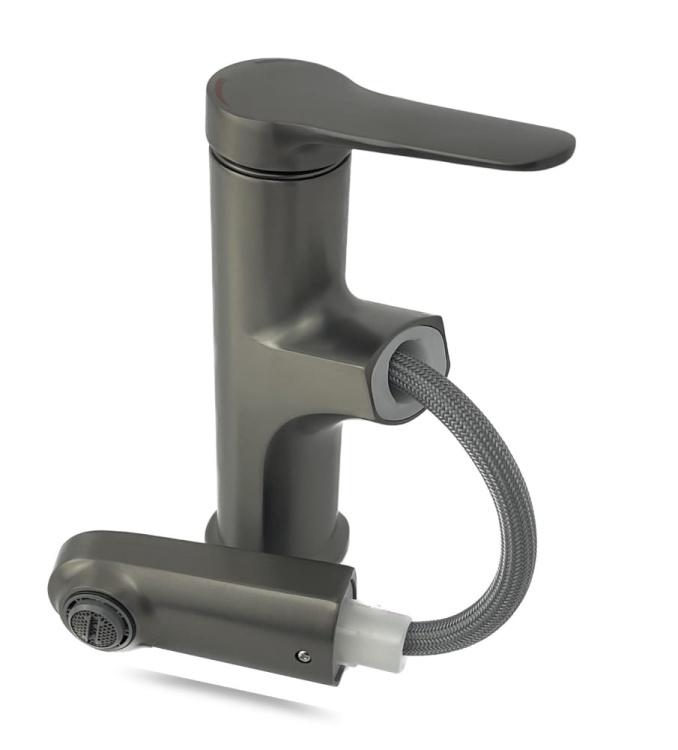 Nowoczesna bateria kuchenna ZEN z wyciąganą wylewką Gun Metal