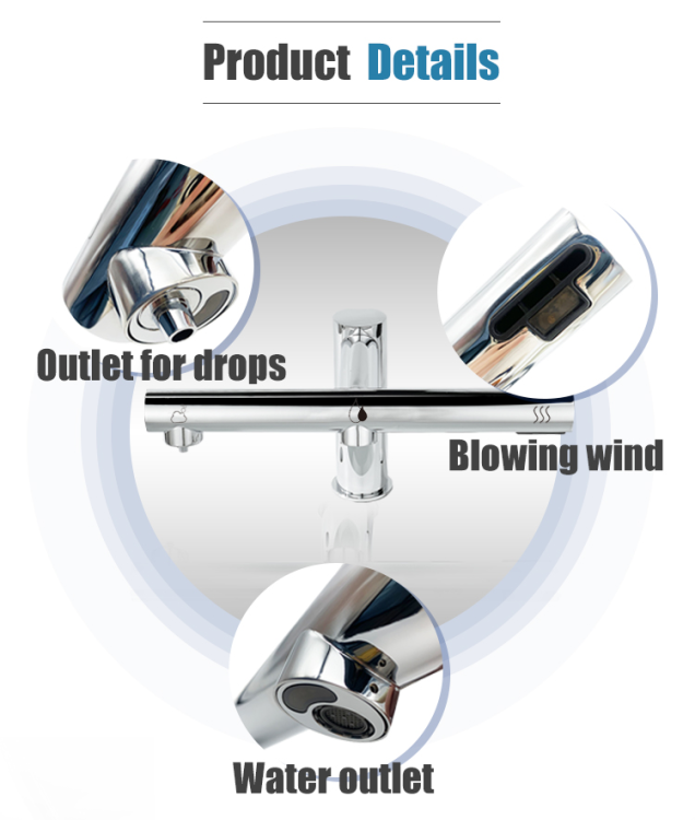Bateria bezdotykowa umywalkowa Power 3w1 dozownik suszarka chrom