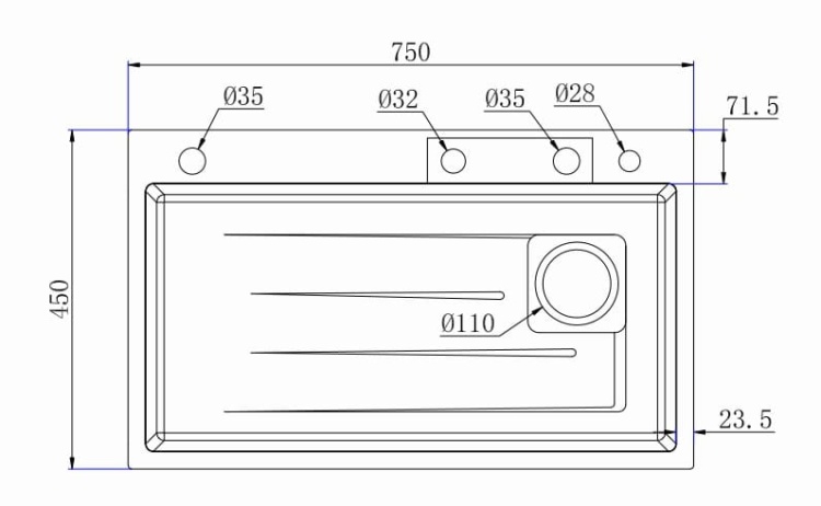 Rysunek zlewozmywaka MODO 7545BMN