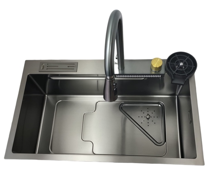 Czarny zlewozmywak stalowy MODO 7545BMN