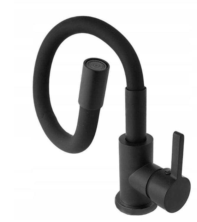 Czarna bateria kuchenna FLEXI BLACK Pure z elastyczną wylewką