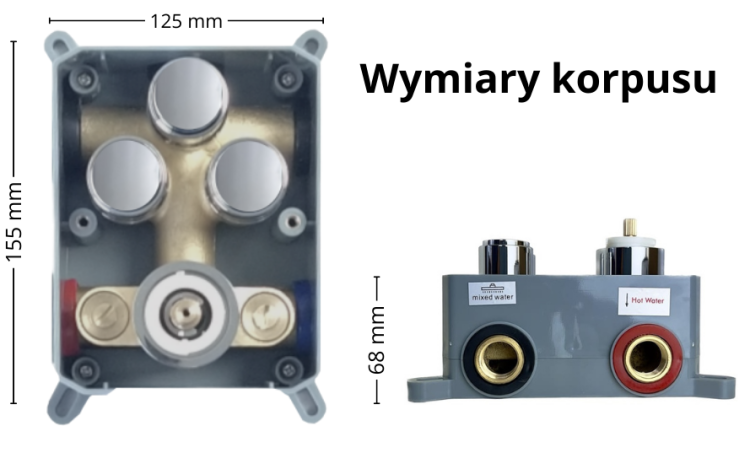 wymiary korpusu podtynkowego exeo 3