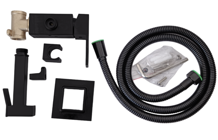 Komplet czarna podtynkowa bateria bidetowa DUE QATRO