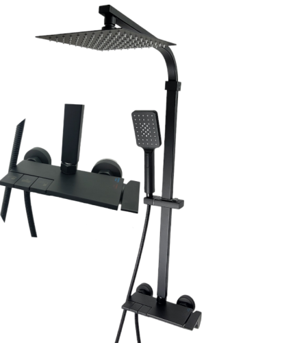 Zestaw Natryskowy Prysznicowy z Deszczownicą PIANO Czarny