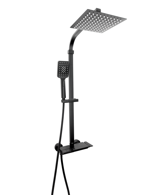 Czarny zestaw prysznicowy PIANO z elegancką deszczownicą