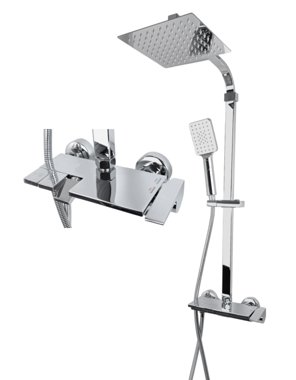 Zestaw Natryskowy Prysznicowy z Deszczownicą PIANO CHROM