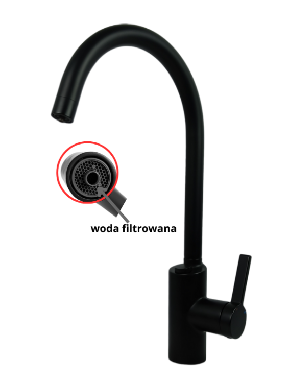Czarna bateria kuchenna pod filtr wody SHUI