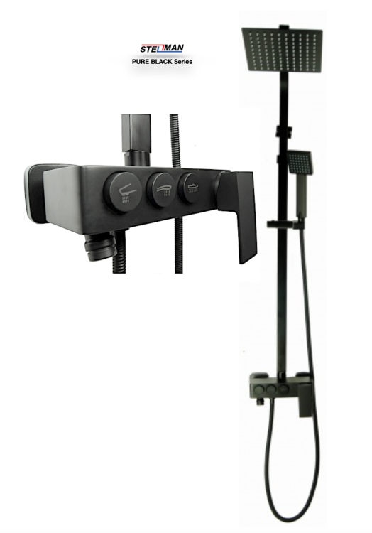 Zestaw MAXO z ultra-cienką czarną deszczownicą