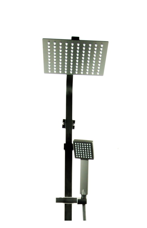 Czarny zestaw prysznicowy MAXO z elegancką, smukłą deszczownicą