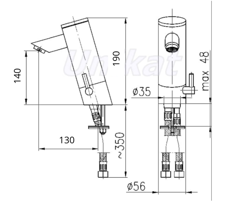 KODA Bateria Umywalkowa Bezdotykowa Sensor Fotokomórka CHROM