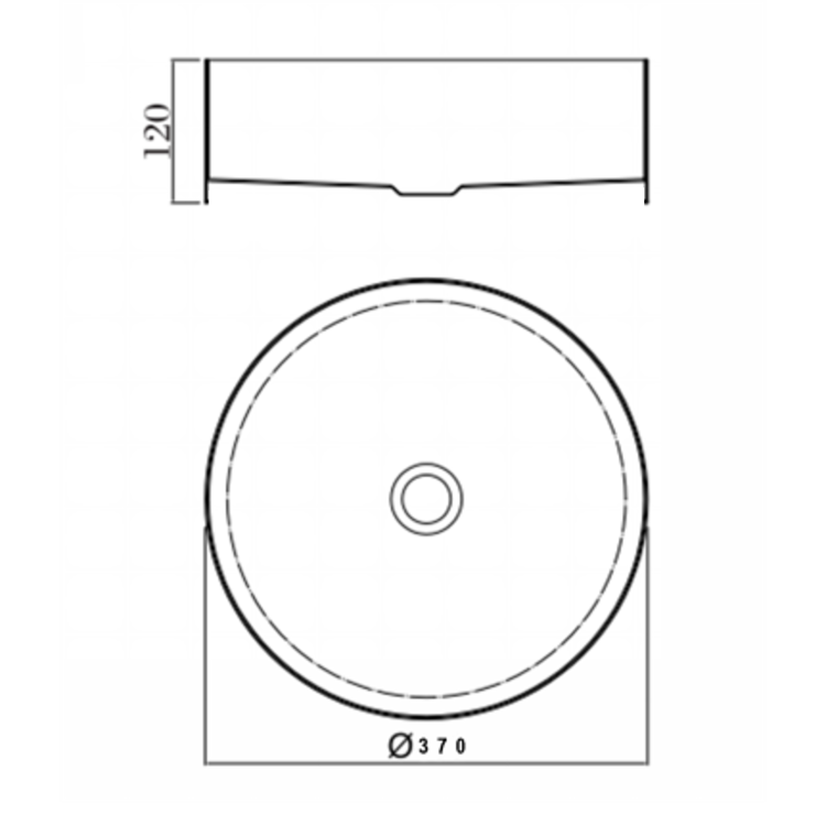 Rysunek ROUND Umywalka okrągła stalowa nablatowa 37 miedziana PVD