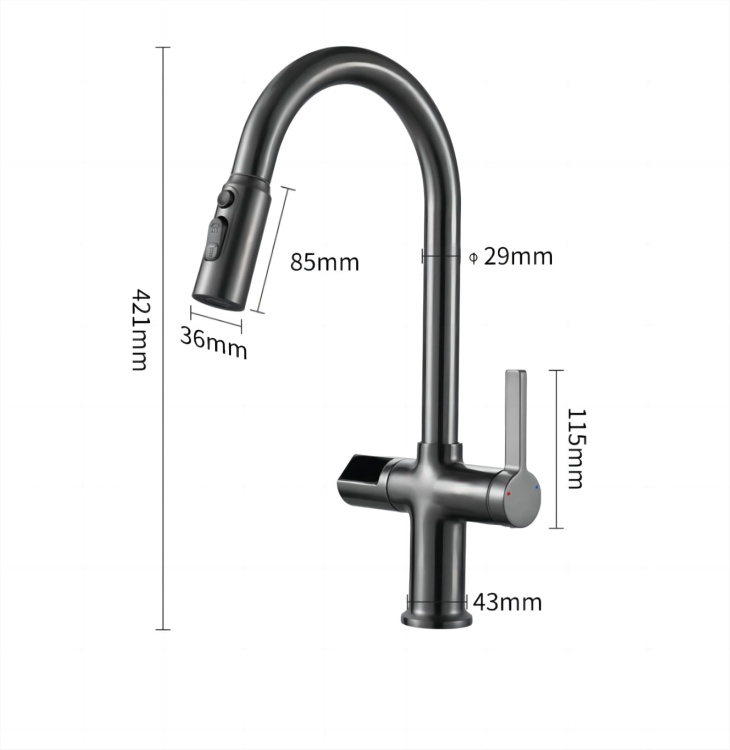 Rysunek techniczny Galatea Design Inspira kuchenna bateria