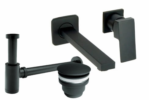 Bateria umywalkowa QATRO czarna podtynkowa