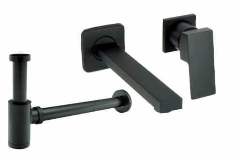 Bateria umywalkowa QATRO czarna podtynkowa