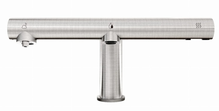 Bezdotykowa bateria Power 3w1 inox z dozownikiem mydła i suszarką do rąk