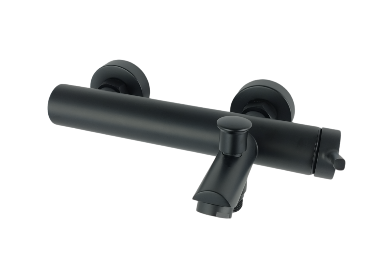 Elegancka bateria natryskowa UNO BLACK do wanny, czarne wykończenie