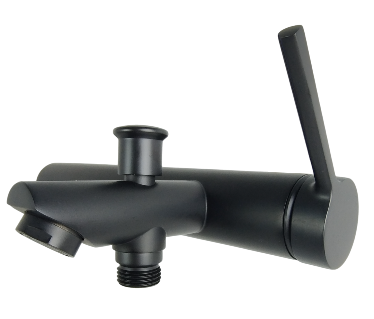 Bateria wannowa UNO BLACK z deszczownicą QUBUS, minimalistyczny design w czerni