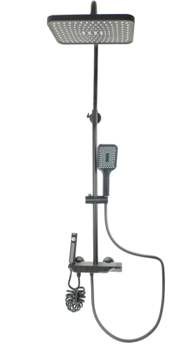 Zestaw prysznicowy z czarną deszczownicą DISPLAY, nowoczesny design do każdej łazienki