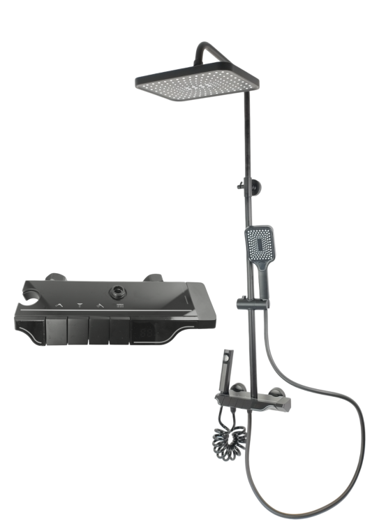 Zestaw natryskowy prysznicowy z deszczownicą DISPLAY czarny
