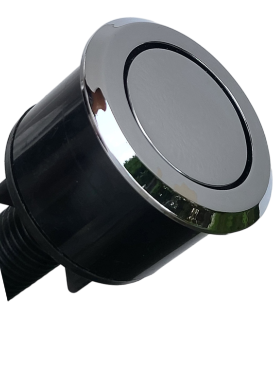 Chromowany, automatyczny syfon przyścienny do zlewozmywaka jednokomorowego, klik-klak