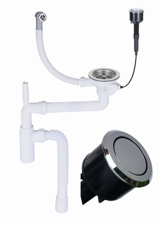 Syfon zlewozmywakowy przyścienny automatyczny 1 komorowy chrom klik klak