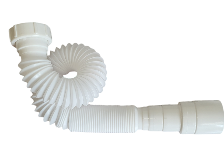 Czarny jednokomorowy syfon zlewozmywakowy, przyścienny, automatyczny