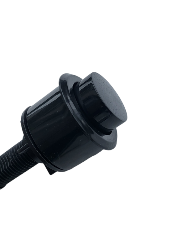 Stylowy czarny syfon zlewozmywakowy automatyczny, przyścienny, z funkcją klik-klak, jednokomorowy