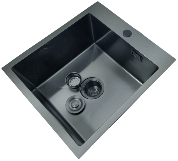 6 Zlewozmywak stalowy STELLMAN 4550 CZARNY z baterią Flexi Black Pure