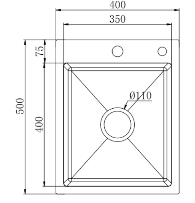 Rysunek zlewozmywaka ze stali STELLMAN 4050 CZARNY