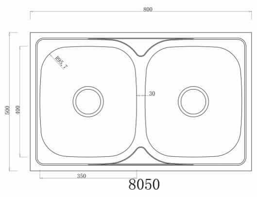 Rysunek do zlewozmywaka ze stali 8050 dekor