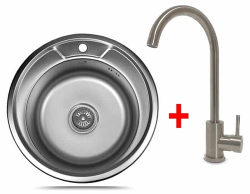 1Zlewozmywak stalowy 490S6/160 Satyna + Bateria Chrom.jpg
