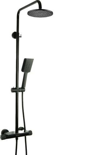 SOFI Bateria termostatyczna natryskowa prysznicowa z deszczownicą CZARNA okrągła