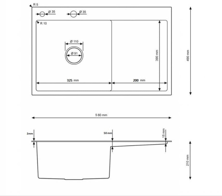 8 Zlewozmywak stalowy STEEL 5849L