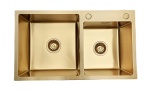 Zlewozmywak stalowy dwu komorowy  STEEL 7549 ZŁOTY