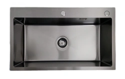 Zlewozmywak stalowy jedno komorowy  STEEL 7545 czarny