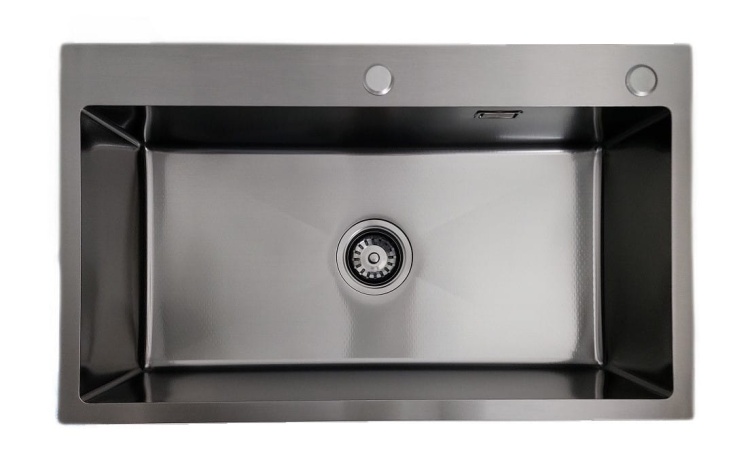 Zlewozmywak stalowy jedno komorowy STEEL 7545 czarny
