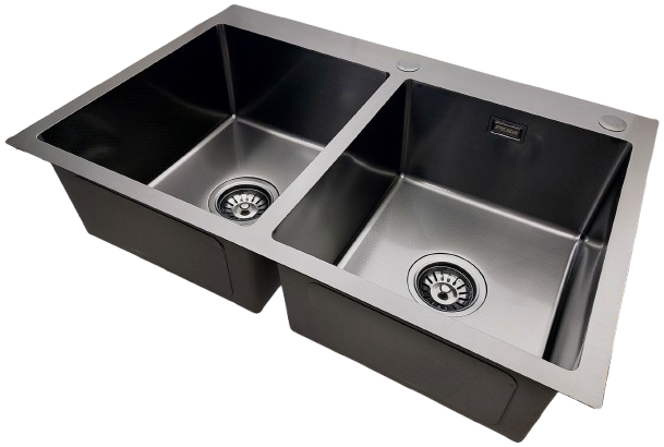 STELLMAN - zlewozmywak stalowy dwukomorowy STEEL 7549 CZARNY