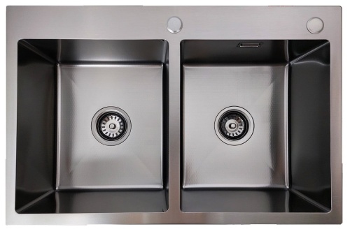 Zlewozmywak stalowy dwukomorowy STEEL 7549 CZARNY