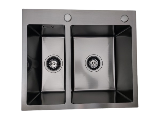 Zlewozmywak stalowy dwukomorowy STEEL 5648 CZARNY