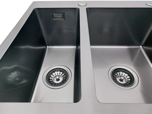 Zlew stalowy dwukomorowy STEEL 5648 CZARNY