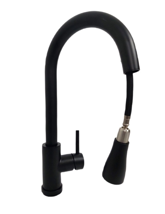 Wyciągana wylewka w baterii kuchennej czarnej MIURA