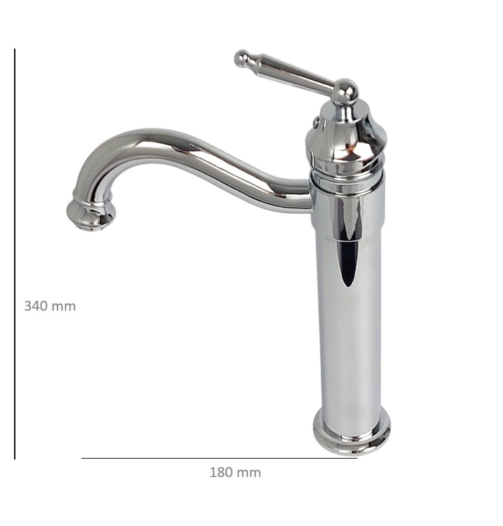 Rysunek techniczny baterii kuchennej BARI chrom OUTLET.