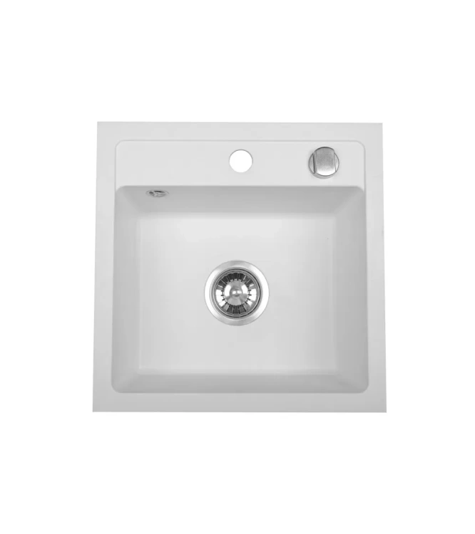 Zlewozmywak granitowy jednokomorowy. Model: BELLA. Kolor: biały.