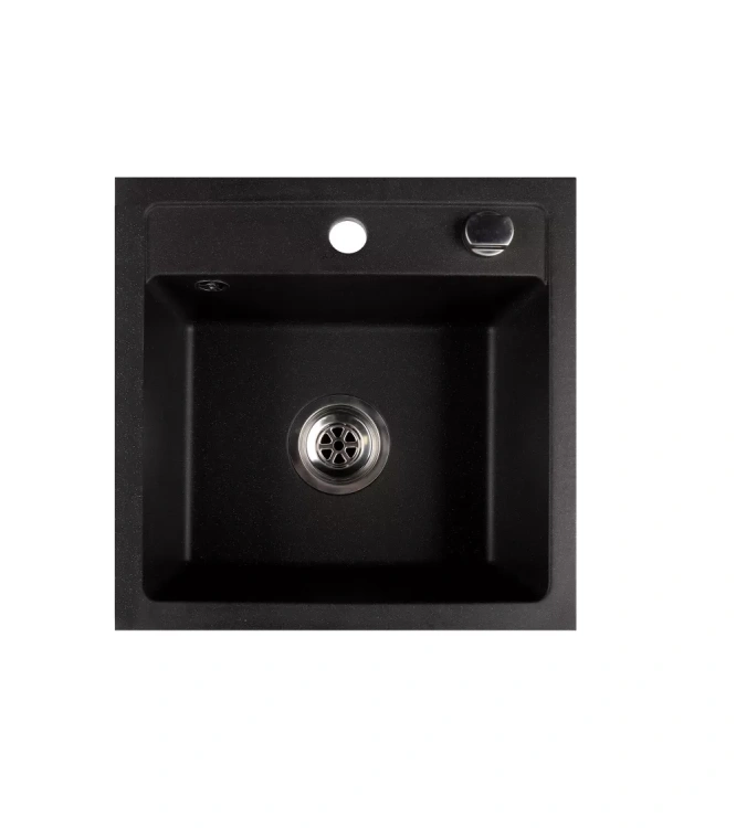 Zlewozmywak granitowy jednokomorowy. Model: BELLA. Kolor: czarny metalik.