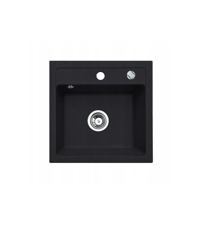 Zlewozmywak granitowy jednokomorowy. Model: BELLA. Kolor: czarny nakrapiany.