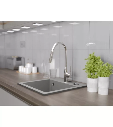 Zlewozmywak granitowy jednokomorowy BELLA. Kolor: szary.