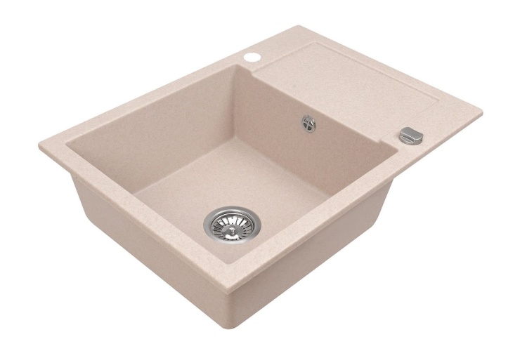 Zlewozmywak Granitowy CORDEO 70 beżowy z ociekaczem. Jednokomorowy.