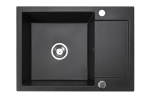Zlewozmywak jednokomorowy granitowy z ociekaczem czarny nakrapiany CORDEO 70