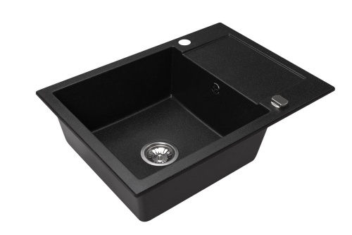 Zlewozmywak Granitowy CORDEO 70 czarny nakrapiany z ociekaczem. Jednokomorowy.